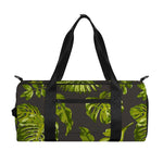Dark Tropical Leaf Pattern Print Gym Bag