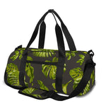 Dark Tropical Leaf Pattern Print Gym Bag