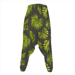 Dark Tropical Leaf Pattern Print Hammer Pants