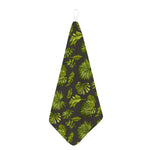 Dark Tropical Leaf Pattern Print Hand Towel