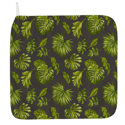 Dark Tropical Leaf Pattern Print Hand Towel