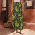 Dark Tropical Leaf Pattern Print Harem Pants