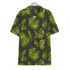 Dark Tropical Leaf Pattern Print Hawaiian Shirt