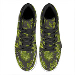 Dark Tropical Leaf Pattern Print High Top Leather Sneakers