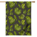 Dark Tropical Leaf Pattern Print House Flag