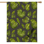 Dark Tropical Leaf Pattern Print House Flag