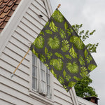 Dark Tropical Leaf Pattern Print House Flag