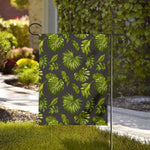 Dark Tropical Leaf Pattern Print House Flag