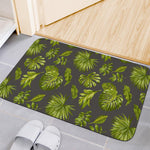 Dark Tropical Leaf Pattern Print Indoor Door Mat