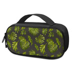 Dark Tropical Leaf Pattern Print Insulin Cooler Travel Case