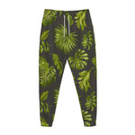 Dark Tropical Leaf Pattern Print Jogger Pants