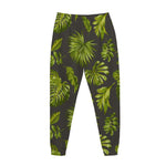 Dark Tropical Leaf Pattern Print Jogger Pants