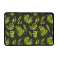 Dark Tropical Leaf Pattern Print Kitchen Mat