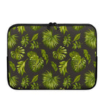 Dark Tropical Leaf Pattern Print Laptop Sleeve