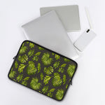 Dark Tropical Leaf Pattern Print Laptop Sleeve