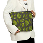 Dark Tropical Leaf Pattern Print Laptop Sleeve