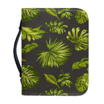 Dark Tropical Leaf Pattern Print Leather Bible Cover