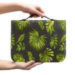 Dark Tropical Leaf Pattern Print Leather Bible Cover