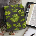 Dark Tropical Leaf Pattern Print Leather Bible Cover