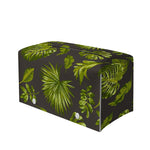 Dark Tropical Leaf Pattern Print Leather Tissue Box Cover