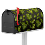 Dark Tropical Leaf Pattern Print Mailbox Cover