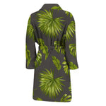 Dark Tropical Leaf Pattern Print Men's Bathrobe