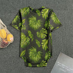 Dark Tropical Leaf Pattern Print Men's Bodysuit
