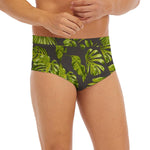 Dark Tropical Leaf Pattern Print Men's Briefs