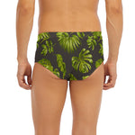Dark Tropical Leaf Pattern Print Men's Briefs