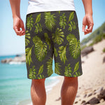 Dark Tropical Leaf Pattern Print Men's Cargo Shorts