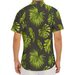 Dark Tropical Leaf Pattern Print Men's Deep V-Neck Shirt