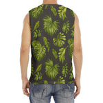 Dark Tropical Leaf Pattern Print Men's Fitness Tank Top
