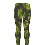 Dark Tropical Leaf Pattern Print Men's leggings