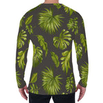 Dark Tropical Leaf Pattern Print Men's Long Sleeve T-Shirt