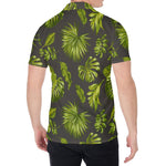 Dark Tropical Leaf Pattern Print Men's Shirt