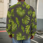 Dark Tropical Leaf Pattern Print Men's Shirt Jacket