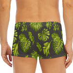 Dark Tropical Leaf Pattern Print Men's Short Boxer Briefs