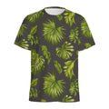 Dark Tropical Leaf Pattern Print Men's Athletic T-Shirt