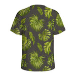 Dark Tropical Leaf Pattern Print Men's Sports T-Shirt