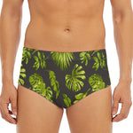 Dark Tropical Leaf Pattern Print Men's Triangle Swim Briefs