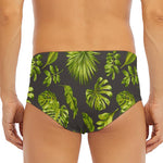 Dark Tropical Leaf Pattern Print Men's Triangle Swim Briefs