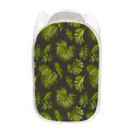Dark Tropical Leaf Pattern Print Mesh Laundry Hamper