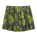 Dark Tropical Leaf Pattern Print Mesh Shorts