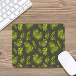 Dark Tropical Leaf Pattern Print Mouse Pad