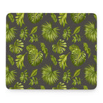 Dark Tropical Leaf Pattern Print Mouse Pad