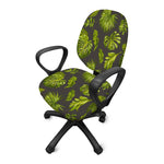 Dark Tropical Leaf Pattern Print Office Chair Cover