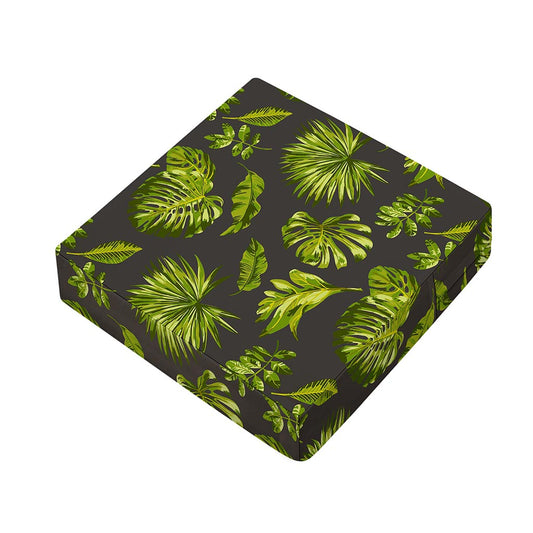 Dark Tropical Leaf Pattern Print Outdoor Seat Cushion Cover