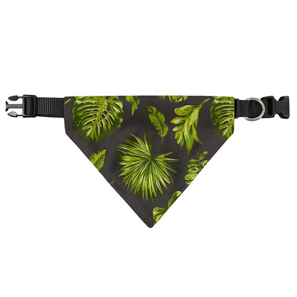 Dark Tropical Leaf Pattern Print Over The Collar Dog Bandana