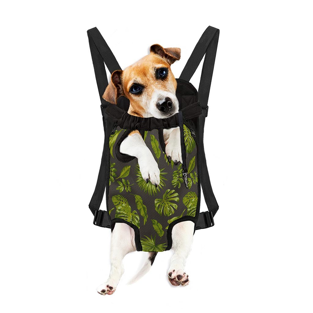 Dark Tropical Leaf Pattern Print Pet Carrier Backpack