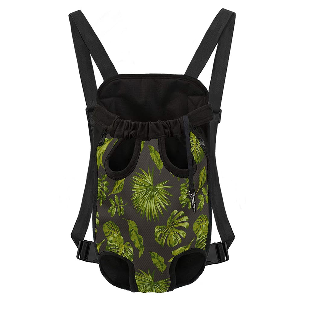 Dark Tropical Leaf Pattern Print Pet Carrier Backpack